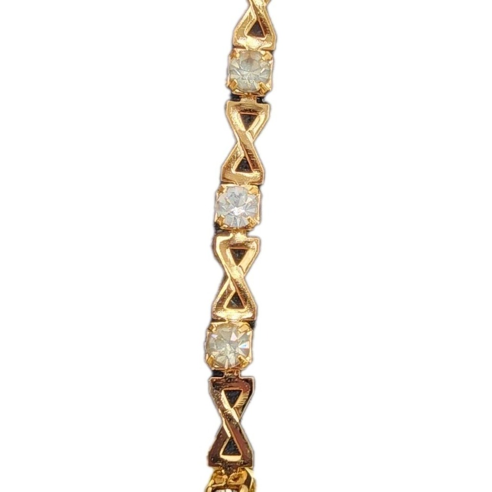 Vintage Infinity Link Tennis Bracelet Genuine Austrian Crystal Gold Tone Classy - Picture 8 of 10